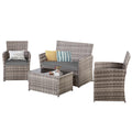 4 Piece Wicker Outdoor Sofa Set 1 Loveseats 2 Single Sofas 1 Table