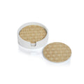 4 Piece Woven Ash Blue Coaster Set With Holder Round