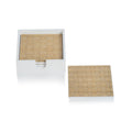 4 Piece Woven Ash White Coaster Set With Holder Square