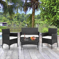 4 Pieces Patio Furniture Sets Rattan Chair With Coffee Table Wicker Set