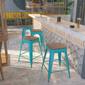 4 Pk. 24 High Backless Counter Height Stool With Square Wood Seat