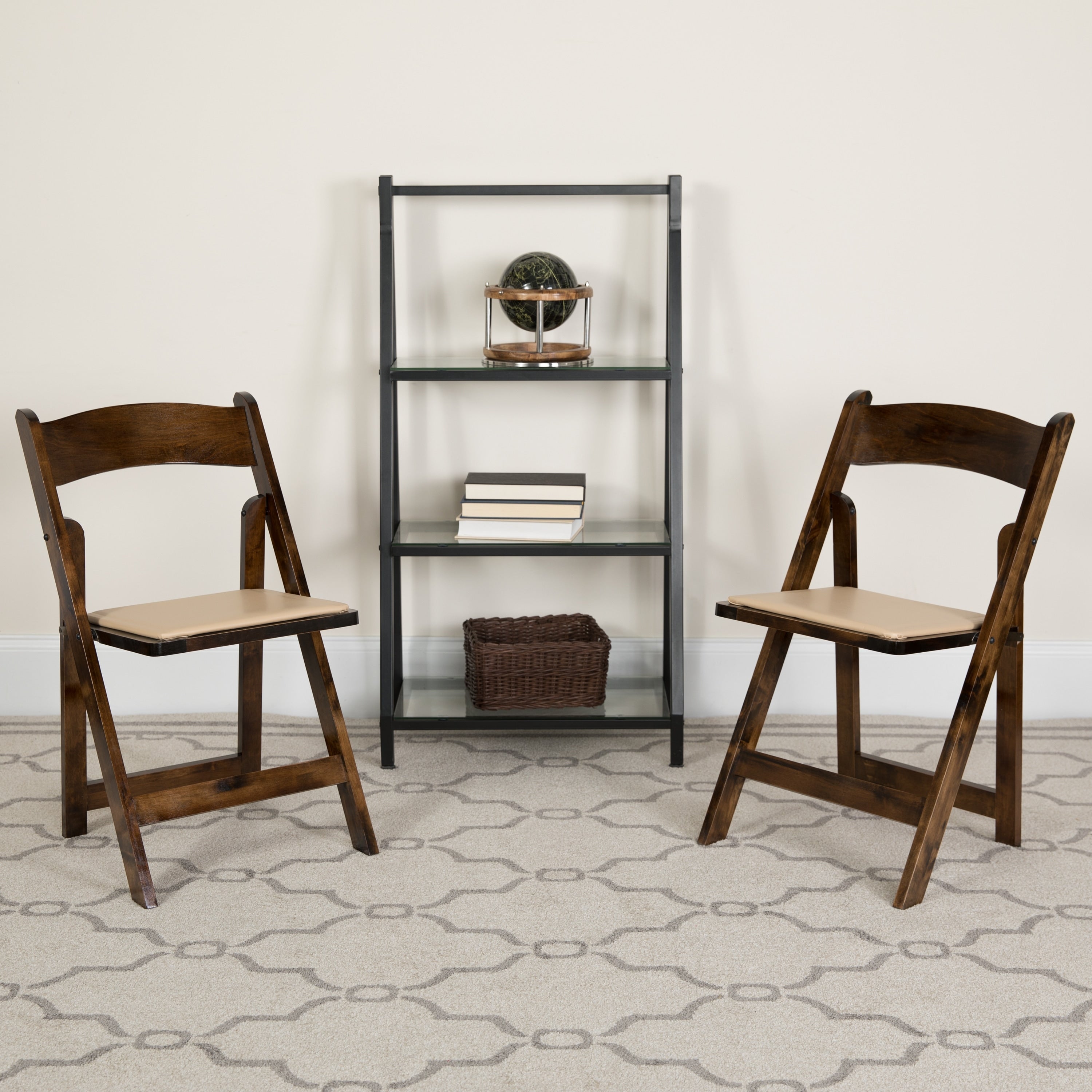 4 Pk. Hercules Series Wood Folding Chair With Vinyl Padded Seat