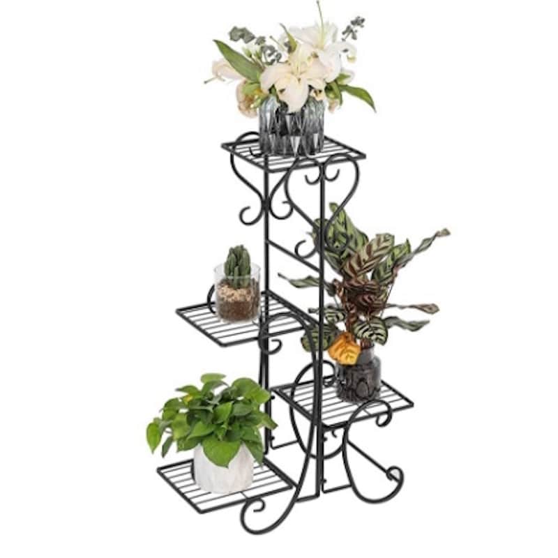 4 Potted Square Flower Metal Shelves Plant Pot Stand For Indoor Outdoor Garden