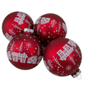 4 Red Matte Glass Ball Hanging Christmas Decorations 3.2 Inch 80Mm