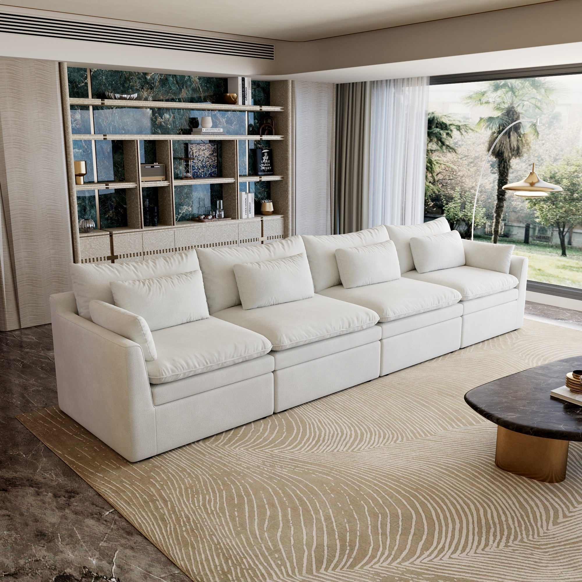 4 Seat Cloud Modular Sectional Couch With Removable Covers Pillows For Living Room Apartment