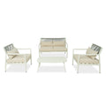4 Seat Outdoor Sofa With Coffee Table Pe Rope Woven Patio Conversation Set With Thick Cushions Metal Frame Patio Furniture