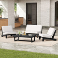 4 Set Outdoor Patio Teak Wood Club Chairs Loveseat With Coffee Table