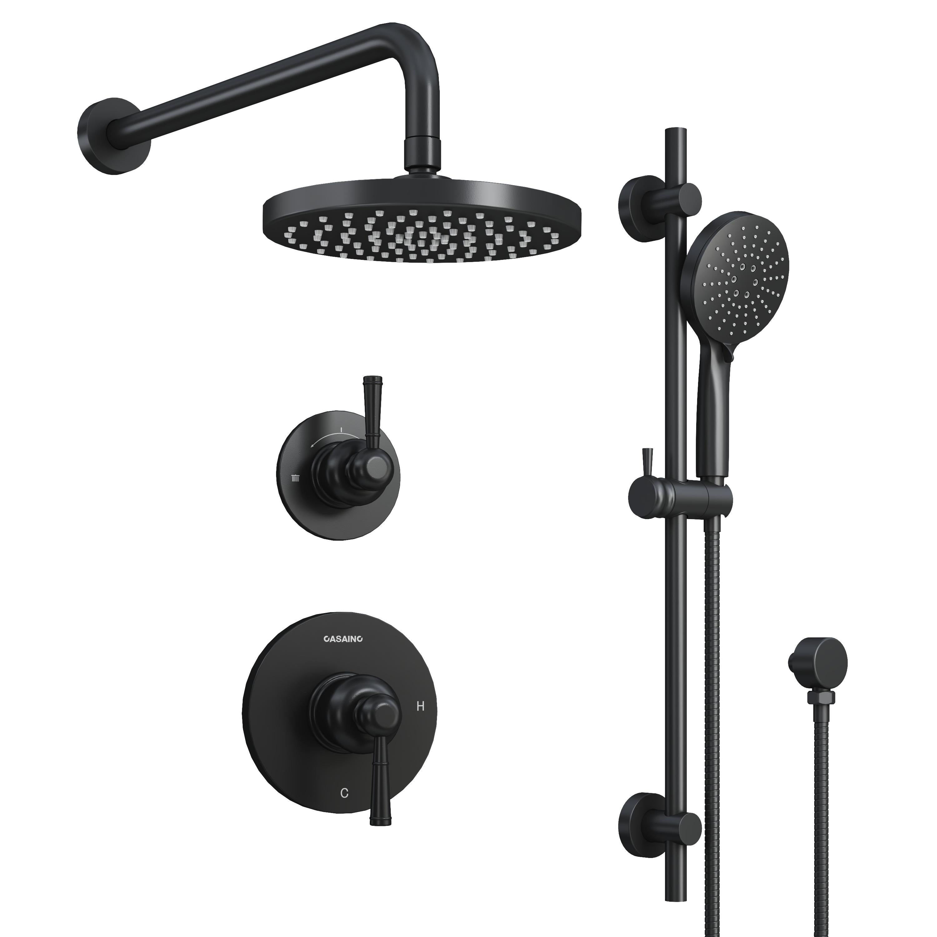 4 Spray Shower System With 8 In. Rainfall Shower Head 3 Mode Handheld Shower Pressure Balance Valve And Adjustable Slide Bar