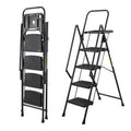 4 Step Ladder Folding Step Stool With Non Slip Wide Pedals Soft Handle 330 Lb Capacity Steel Ladder Suitable For Home