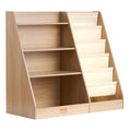 4 Tier Kids Wooden Bookshelf Six Layer Sling Bookcase Baby Storage Book Rack Book Toy Organizer Cabinet For Kids Room
