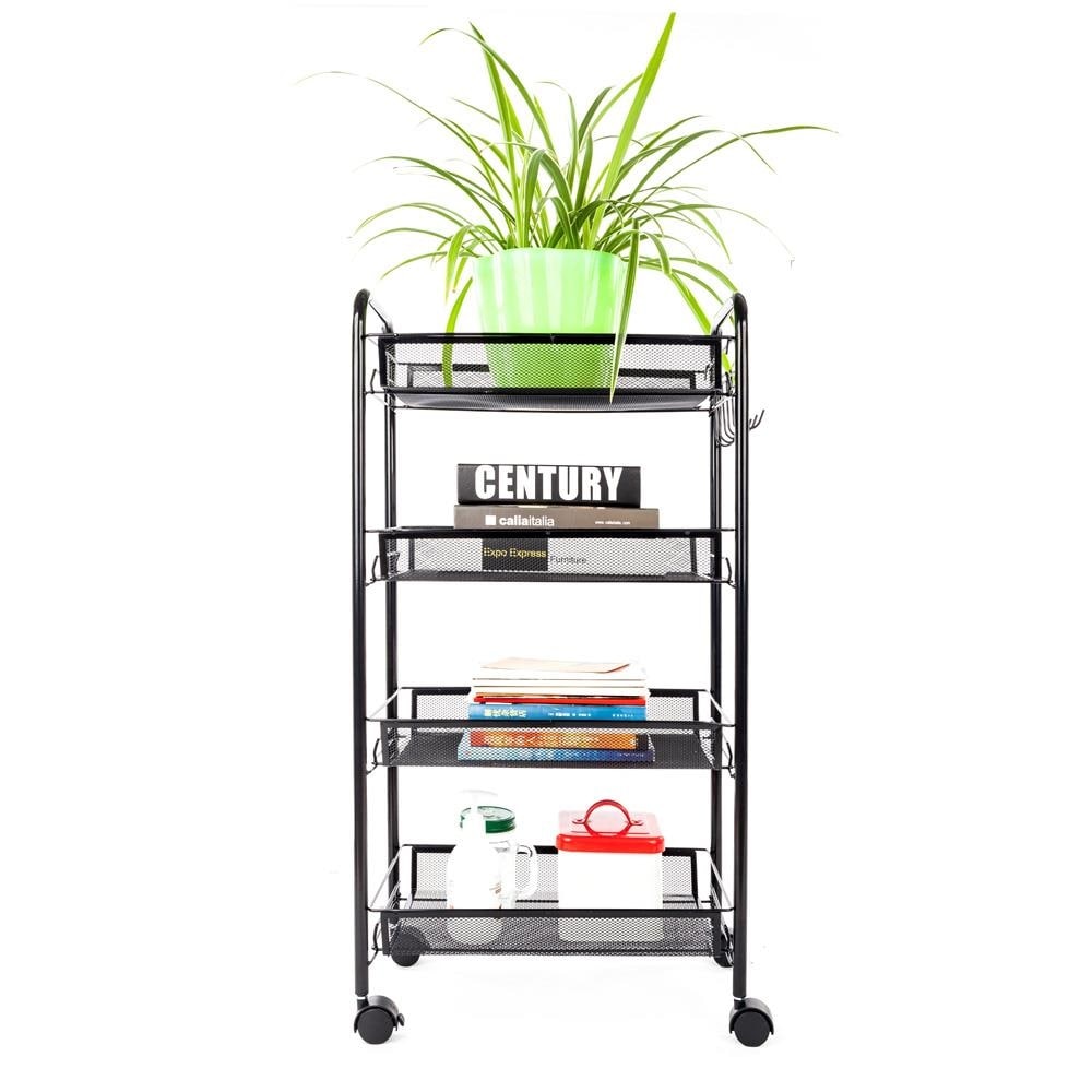 4 Tier Steel Storage Shelving Cart W Wheels