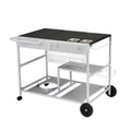 4 Wheel Silver Bbq Cart Stainless Steel Top With Seasoning Tray N A