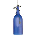 4 Wide Tuscan Vineyard Frosted Blue Wine Bottle Mini Pendant