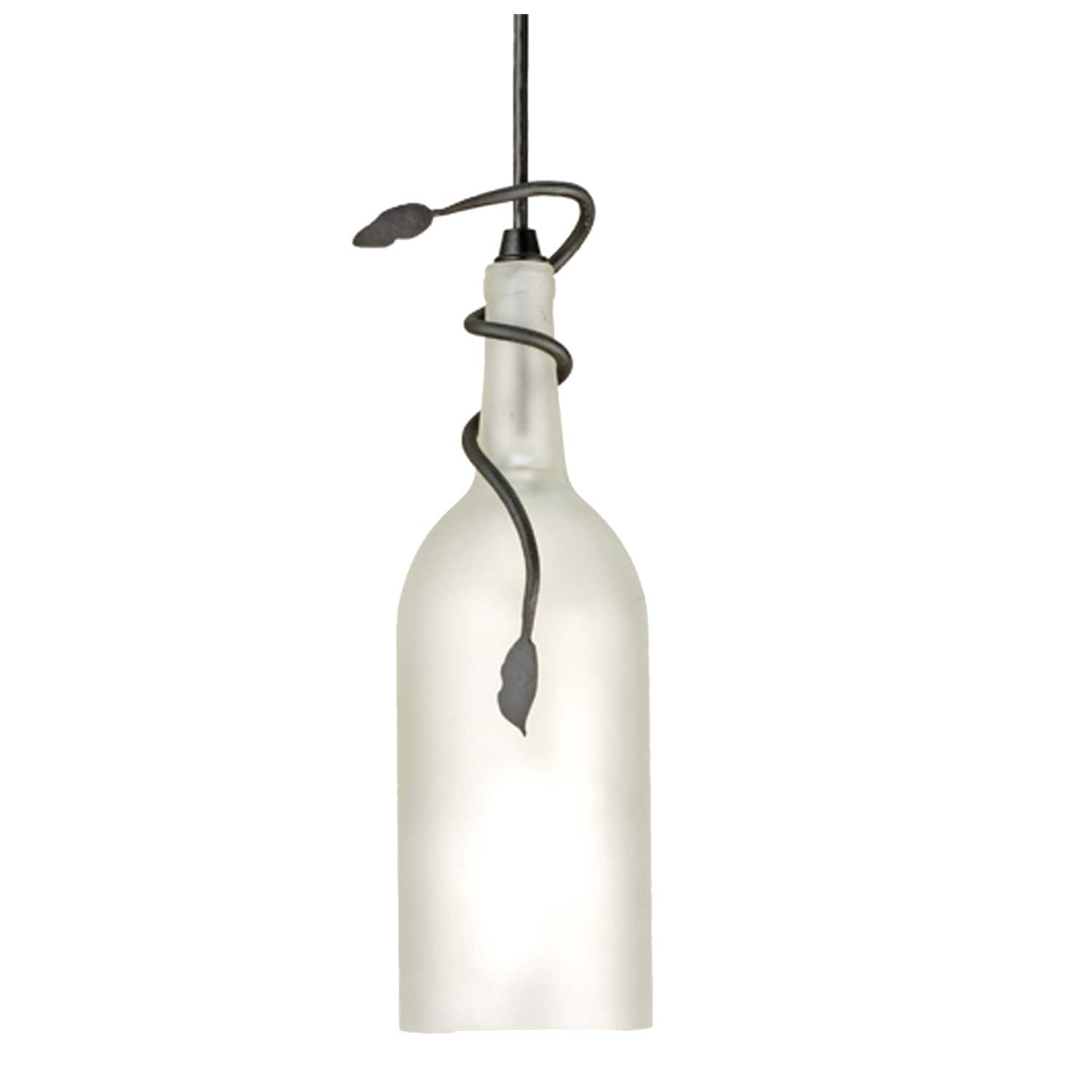 4 Wide Tuscan Vineyard Frosted White Wine Bottle Mini Pendant