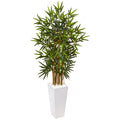 Nearly Natural 4 Foot Bamboo Tree In White Tower Planter