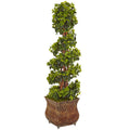 Nearly Natural Green 4 Foot Indoor Outdoor English Ivy Spiral Tree In Metal Planter