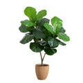 4 Ft Artificial Giant Leaf Fiddle Leaf Fig Tree In Decorative Planter