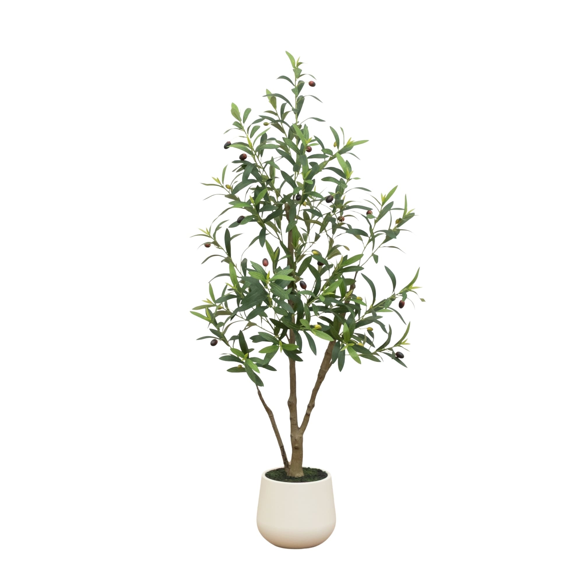 4 Ft Artificial Olive Tree In White Decorative Planter