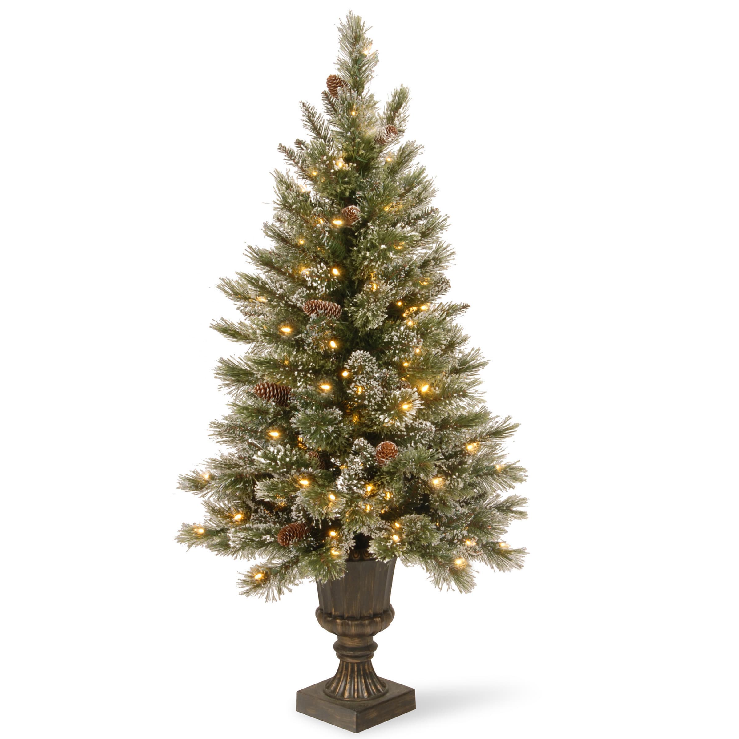 4 Foot Glittery Bristle Entrance Tree With Clear Lights
