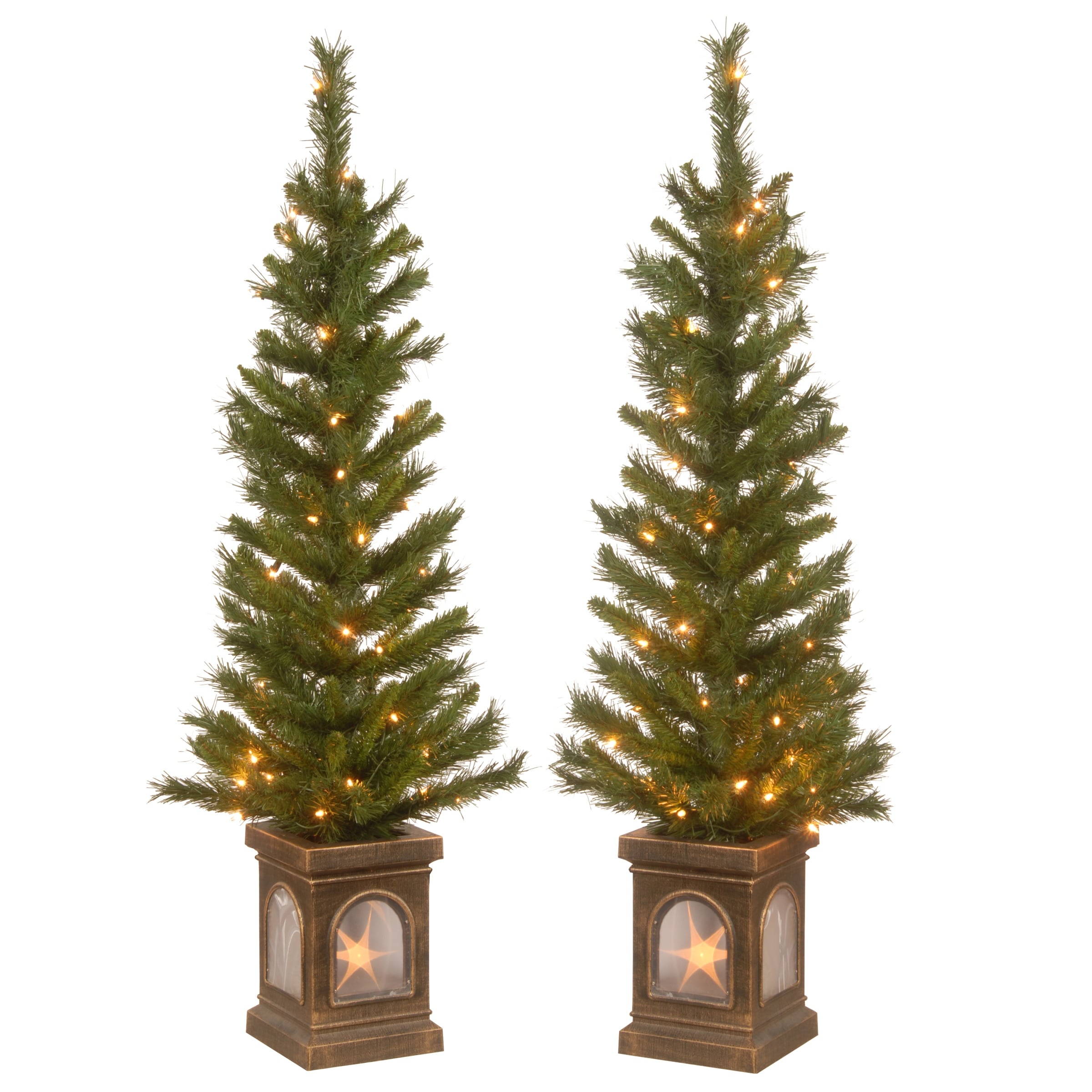 4 Ft. Lehigh Valley Pine Entrance Trees With Clear Lights Set Of Two