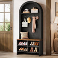 4 In 1 Entryway Coat Rack With 4 Hooks Storage Cubbies 70.87 H Tall Arched Hall Tree