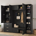4 In 1 Entryway Hall Tree With Padded Shoe Bench Coat Hooks Storage Shelves And Cabinet Organizer