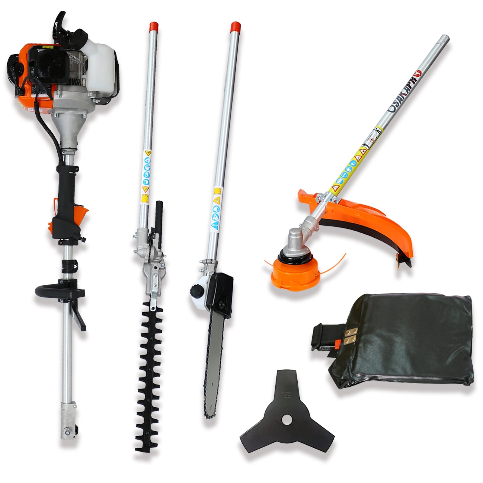 4 In 1 Multi Functional Trimming Tool 52Cc 2 Cycle Garden Tool System With Gas Pole Saw Hedge Trimmer Grass Trimmer
