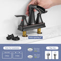 4 In. Centerset Double Handle Waterfall Bathroom Faucet With Pop Up Drain Kit Sink Vanity Basin Taps