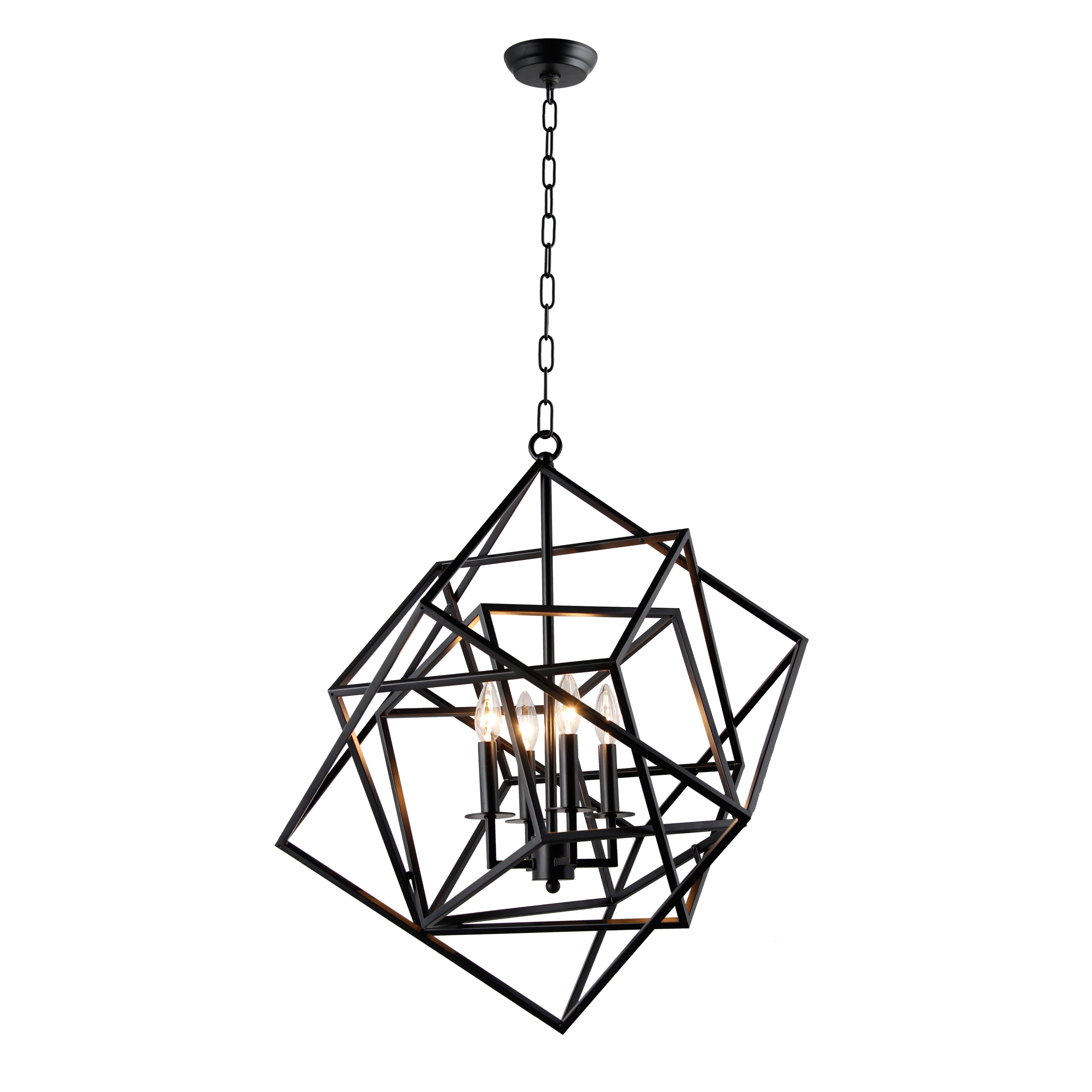 Y Decor 4 Light Chandelier In Black Finish