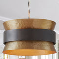 4 Light Patinaed Brass Dark Zinc Pendant