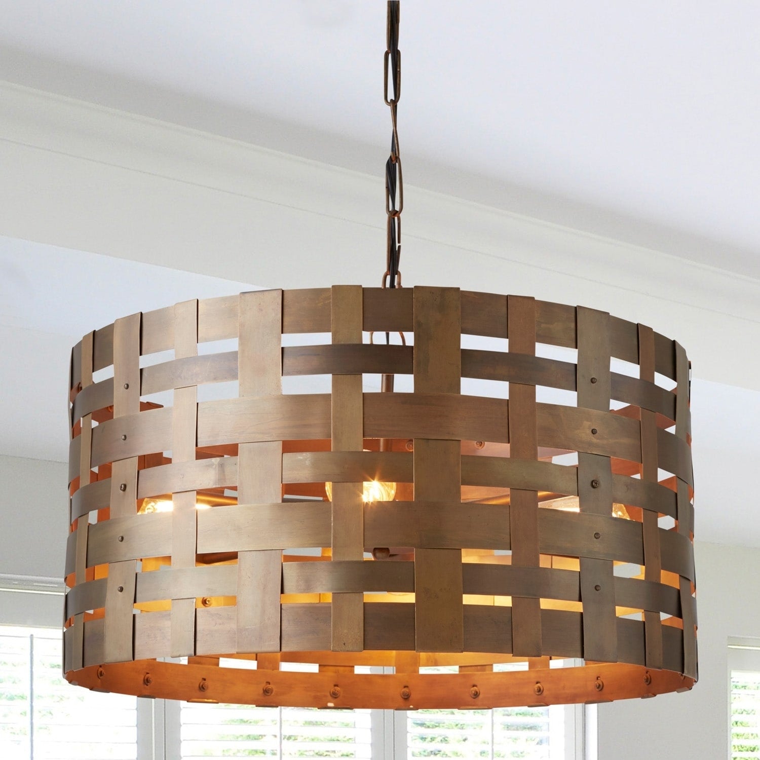 4 Light Patinaed Brass Pendant