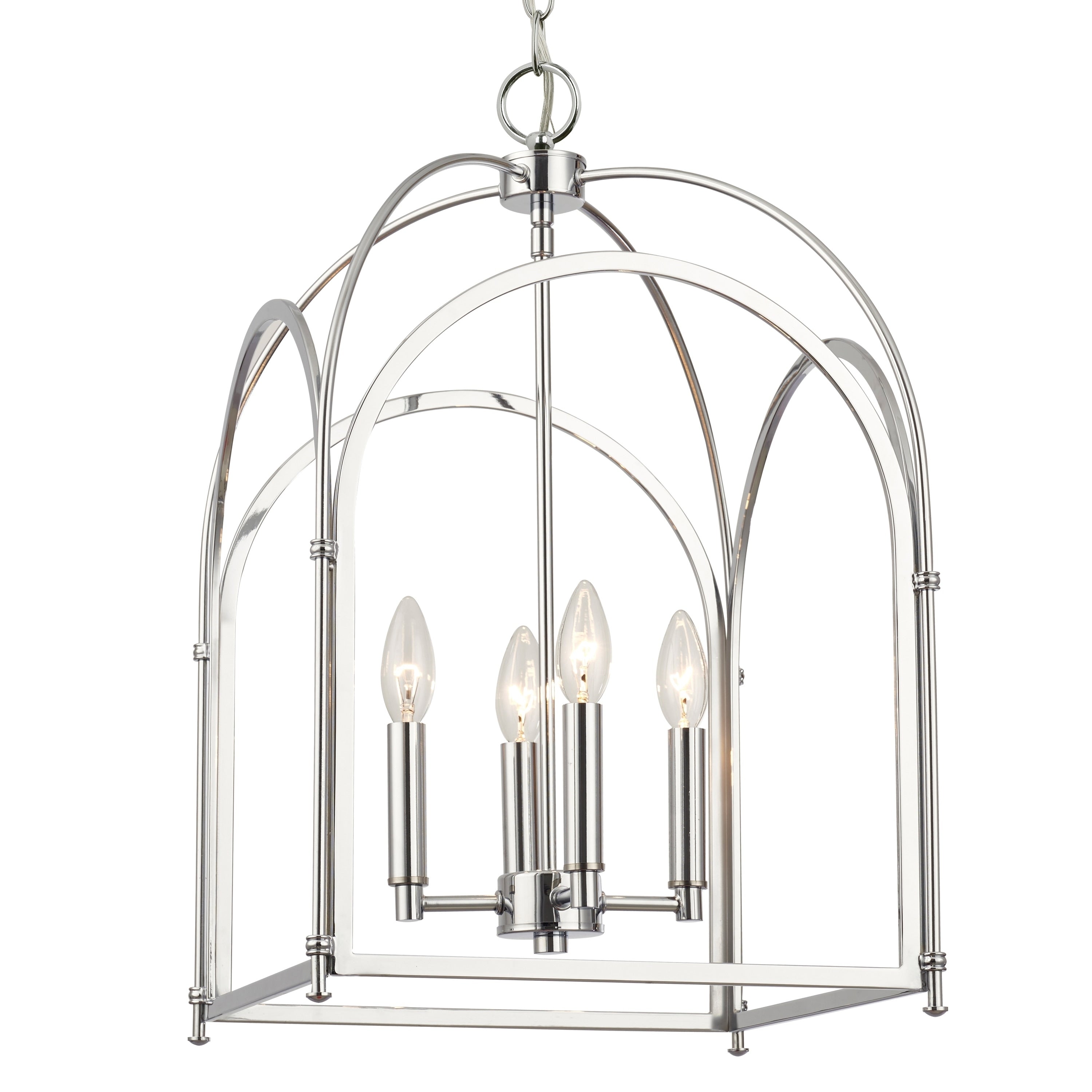 4 Light Polished Chrome Pendant 14 Inch Wide