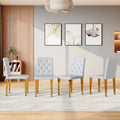 4 Piece Set Of Pu Dining Chairs Ergonomically Designed Buckle Backrest 35 Inches High Gold Metal Legs