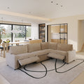 4 Seater Linen Oversized Power Recliner Sofa Extra Wide Modular Cloud Sectional Reclining Couch