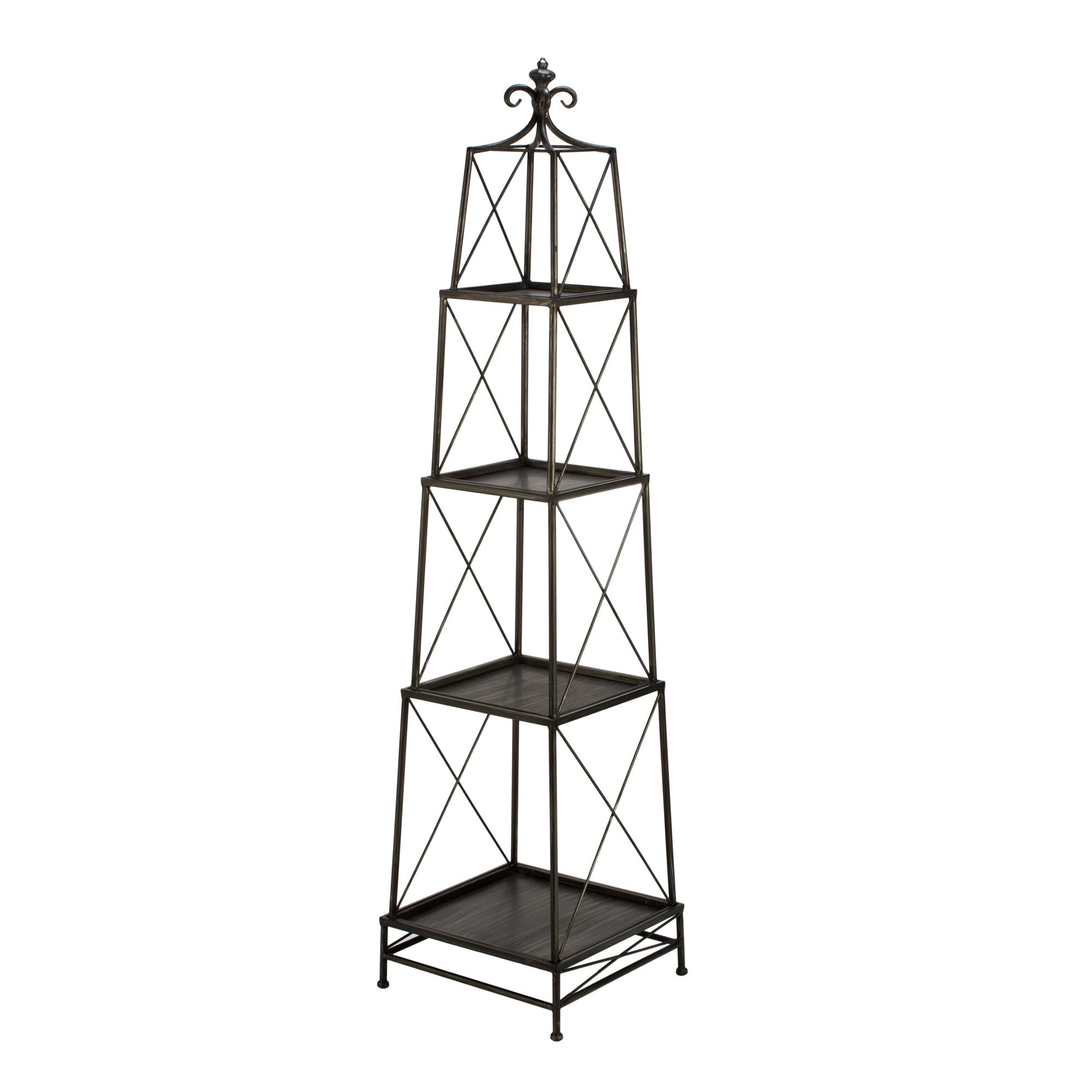 4 Tier Black Metal Obelisk Stand