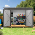 4 X 9 Ft Outdoor Storage Shed Metal Garden Shed Tool House With Sloping Roof 6 Vents And 2 Swing Doors Gray