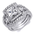 4.0 Carat Cz Womens 3 Pcs Wedding Band Engagement Ring Set Sterling Silver