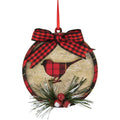 4.25 Red And Black Plaid Cardinal Bird With Holly Berries Christmas Ornament