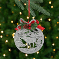 4.25 Silver Glitter Moose With Forest Trees Christmas Disk Ornament