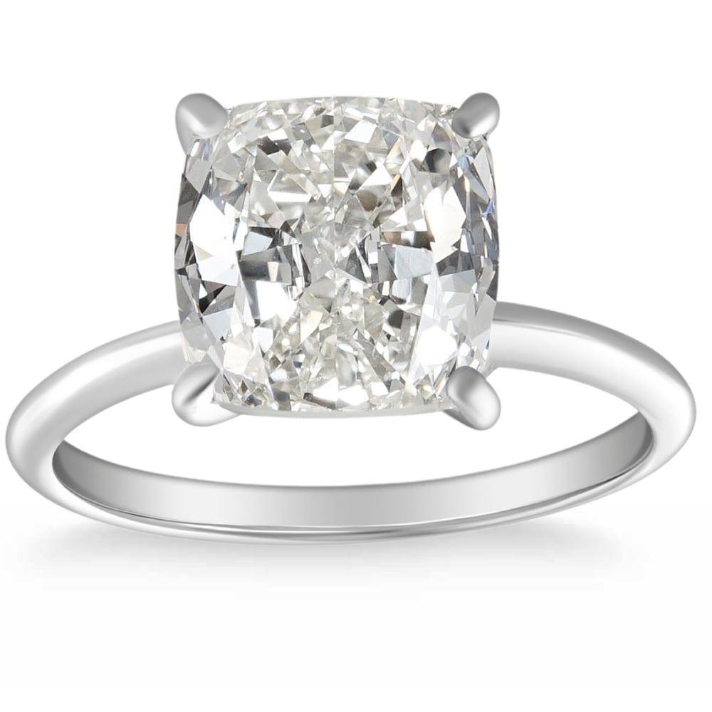 Bliss 14K White Gold 4.29 Ct Cushion Diamond Gia Certified Solitaire Engagement Ring I Si2