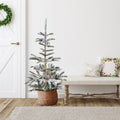 4.5 Pre Lit Noble Fir Artificial Flocked Christmas Tree Warm Clear Led Lights
