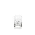 4.5 Tall Double Old Fashioned Glasses Stag Head Design Clear Set Of 6