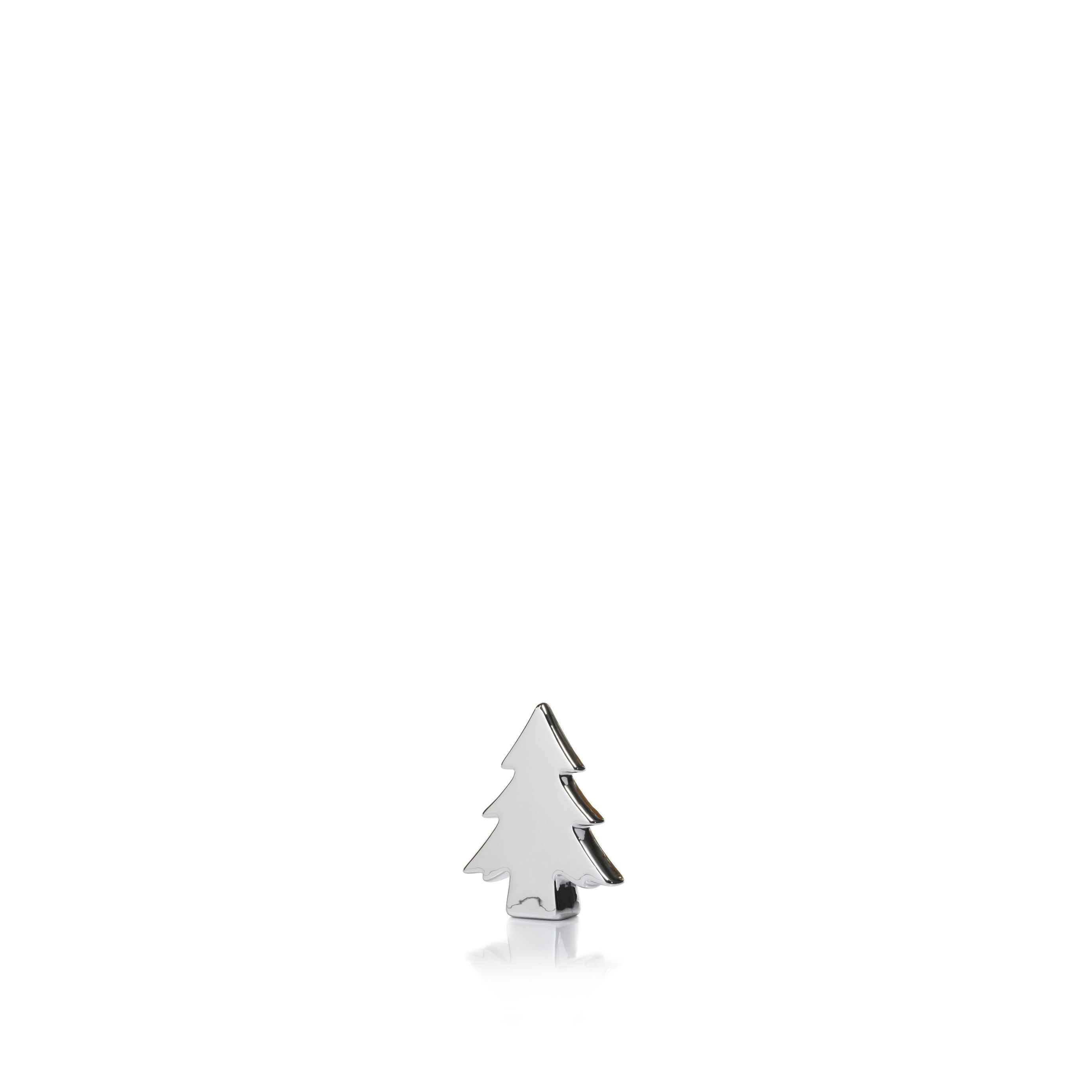 4.5 Tall Teton Ceramic Christmas Tree Tabletop Decoration Silver Set Of 6
