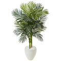 Nearly Natural Green And White 4.5 Foot Golden Cane Palm Tree Silk Plant