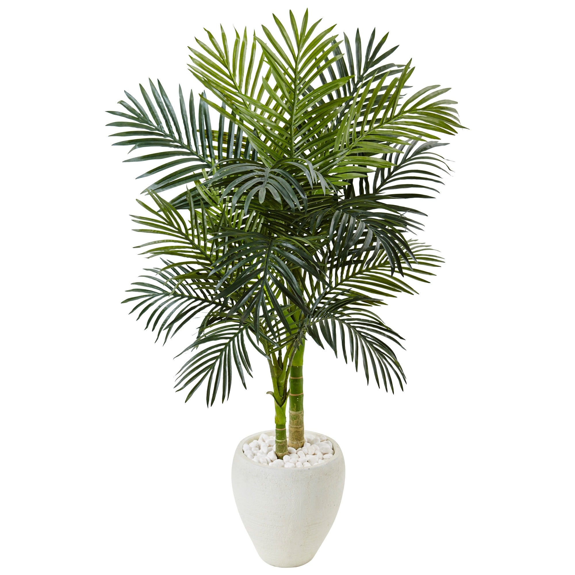 Nearly Natural Green And White 4.5 Foot Golden Cane Palm Tree Silk Plant