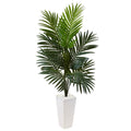 Nearly Natural White 4.5 Foot Kentia Palm Tree Tower Planter