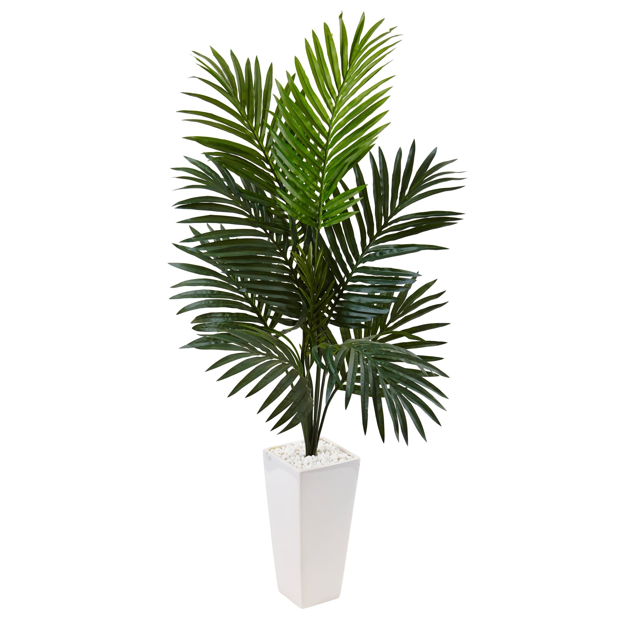 Nearly Natural White 4.5 Foot Kentia Palm Tree Tower Planter