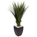 Nearly Natural 4.5 Foot Spiked Agave In Black Planter Indoor Outdoor