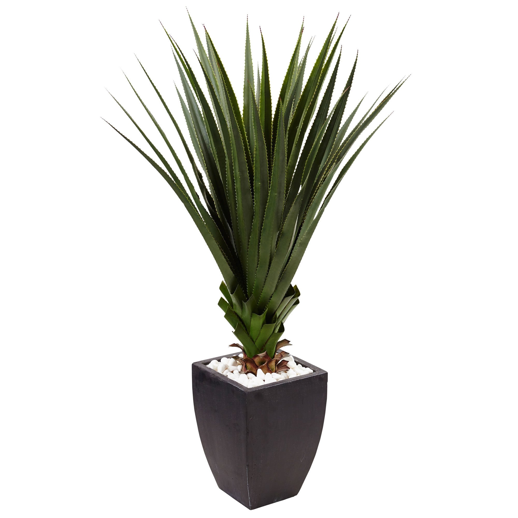 Nearly Natural 4.5 Foot Spiked Agave In Black Planter Indoor Outdoor