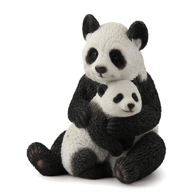 4.53 In H Mother Panda Hugging Cub Figurine Poly Resin